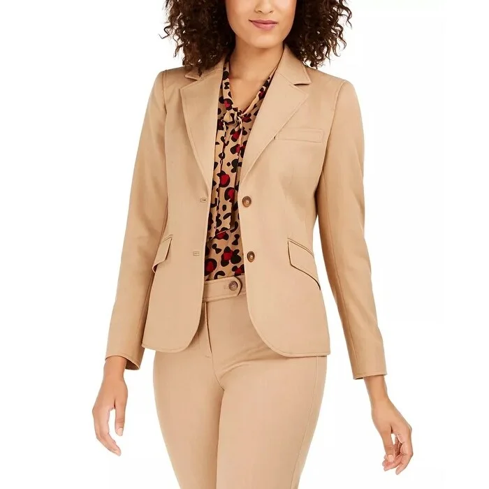 Anne Klein Women's Twill Two-Button Blazer Brown Size 14