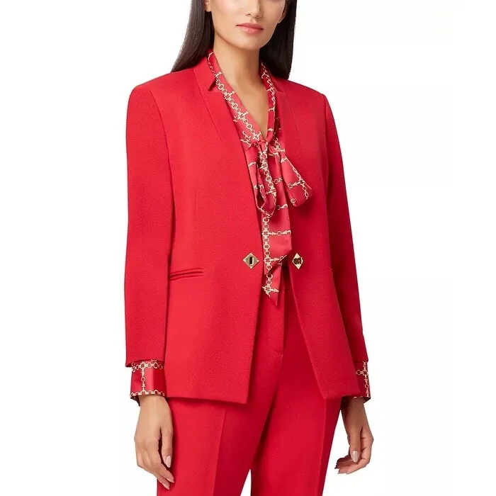 Tahari ASL Women's Star-Collar Blazer Medium Red Size 10