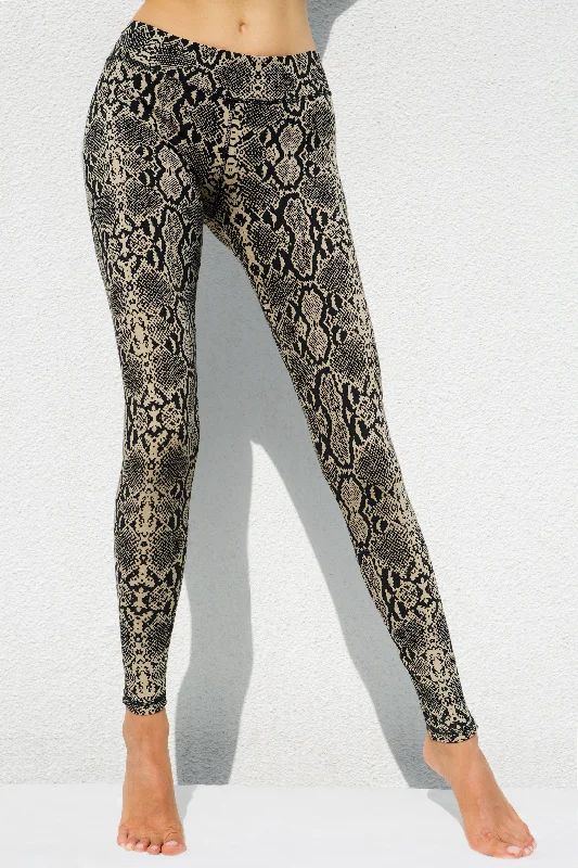 Snake Leggings - Cream Black