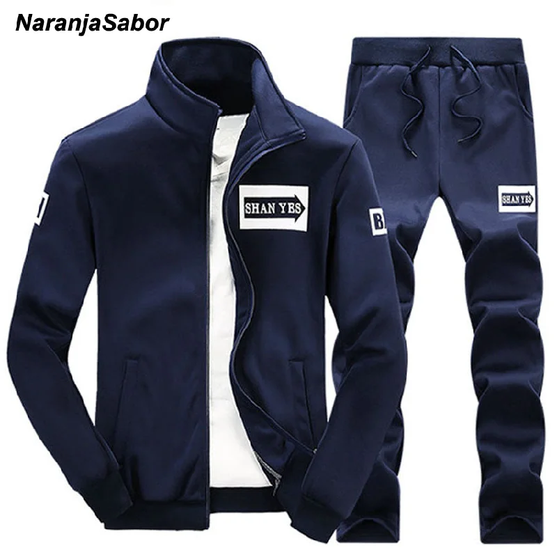 NaranjaSabor 2017 Spring Autumn Men's Clothing Suits Male Clothing Set Casual Sweatshirts Pant Men Brand Clothing Sportswear 4XL