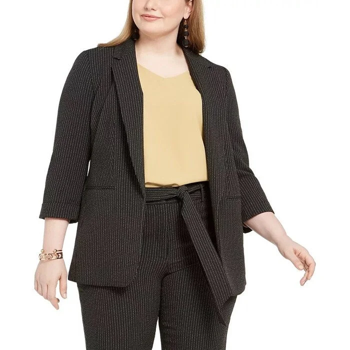 Bar III Women's Trendy Plus Size Striped Blazer Charcoal Size 3X