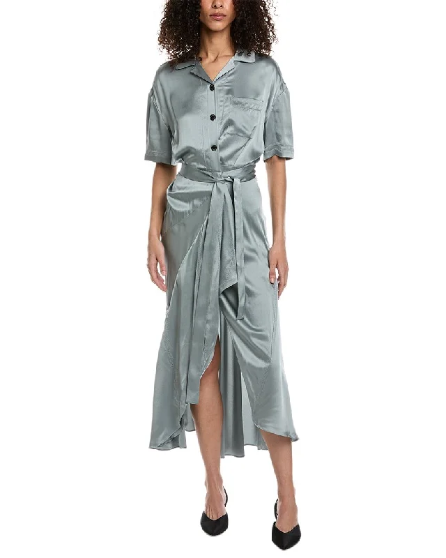 Burberry Emily Tie-Waist Silk Shirtdress