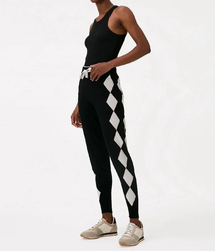 Cotton And Silk Diamond Jogger Pant In Black