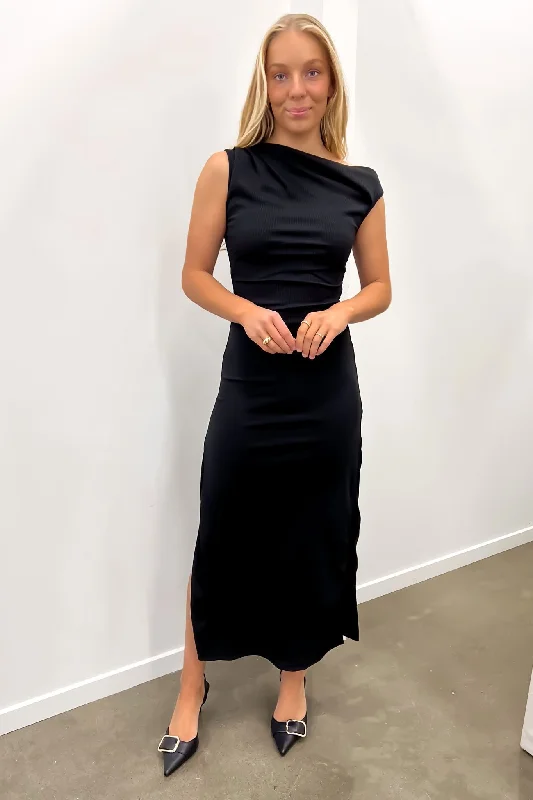 Jayden Ribbed Maxi Dress Black