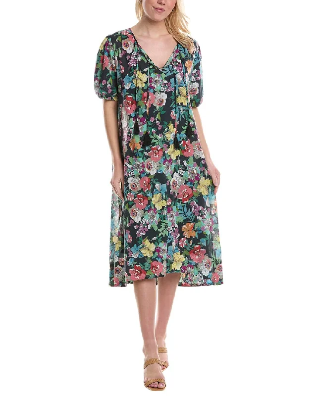 Johnny Was Zahava Tie Neck Midi Dress