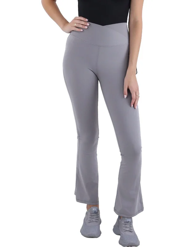 Madison Womens High Rise Crossover Flared Pants