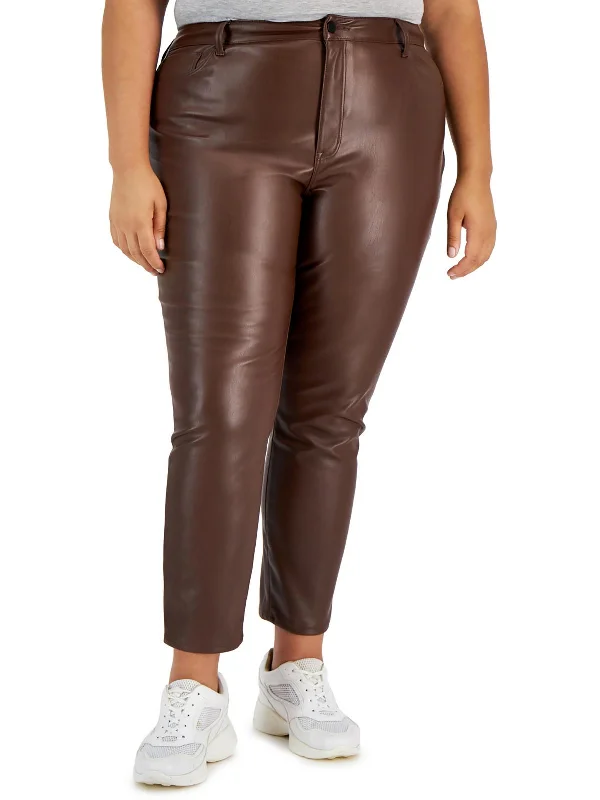 Plus Womens Coated High-Waisted Skinny Pants