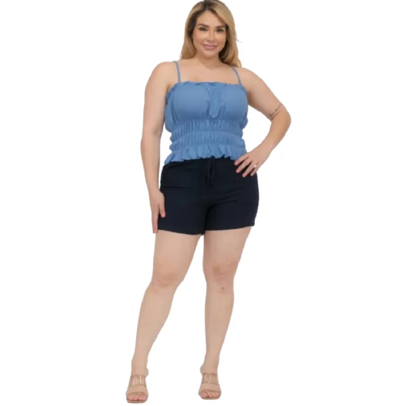 Plus Size Tiered Shirred Body Crop Top