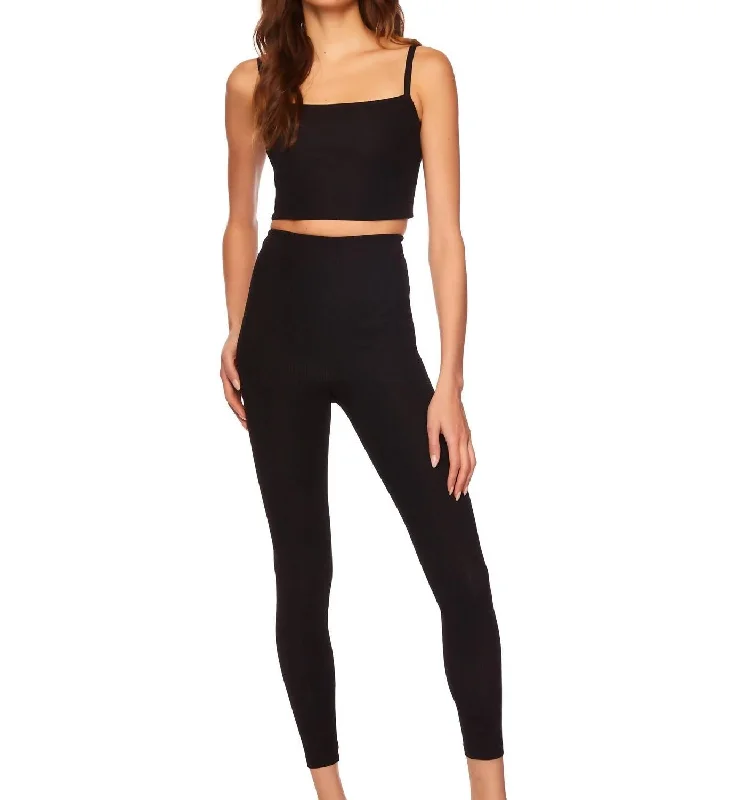 Rib Leggings In Black