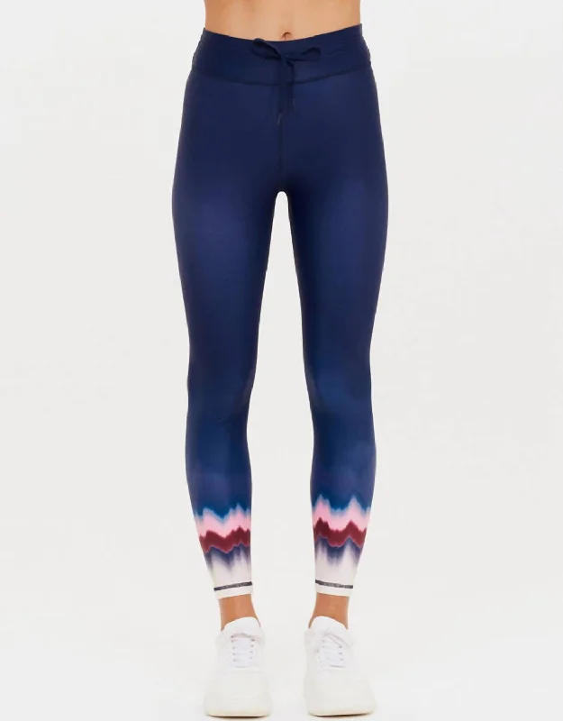 Universe Midi Leggings In Navy Tie Dye