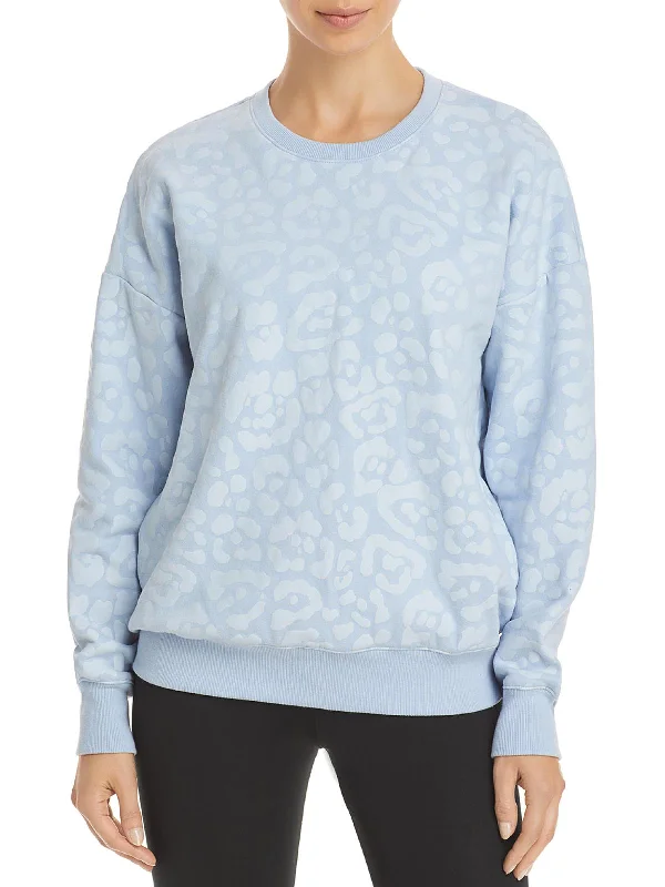 Womens Animal Print Ribbed Trim Sweatshirt